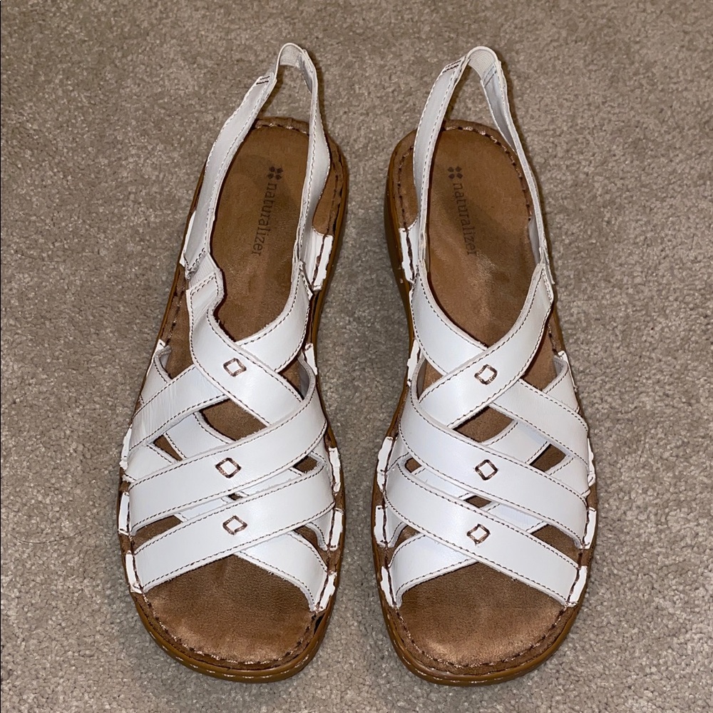 Naturalizer White Leather Sandals